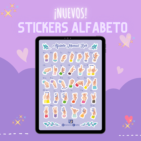 😍Sticker Alfabeto Lengua de Señas Chilena 😍