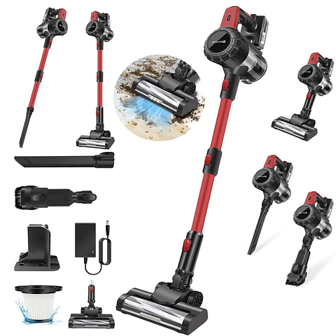 Cordless Vacuum Cleaner with Filters LED Light, Rechargeable Battery Powerful Multifunction Handheld Stick Vacuums & Electric Br