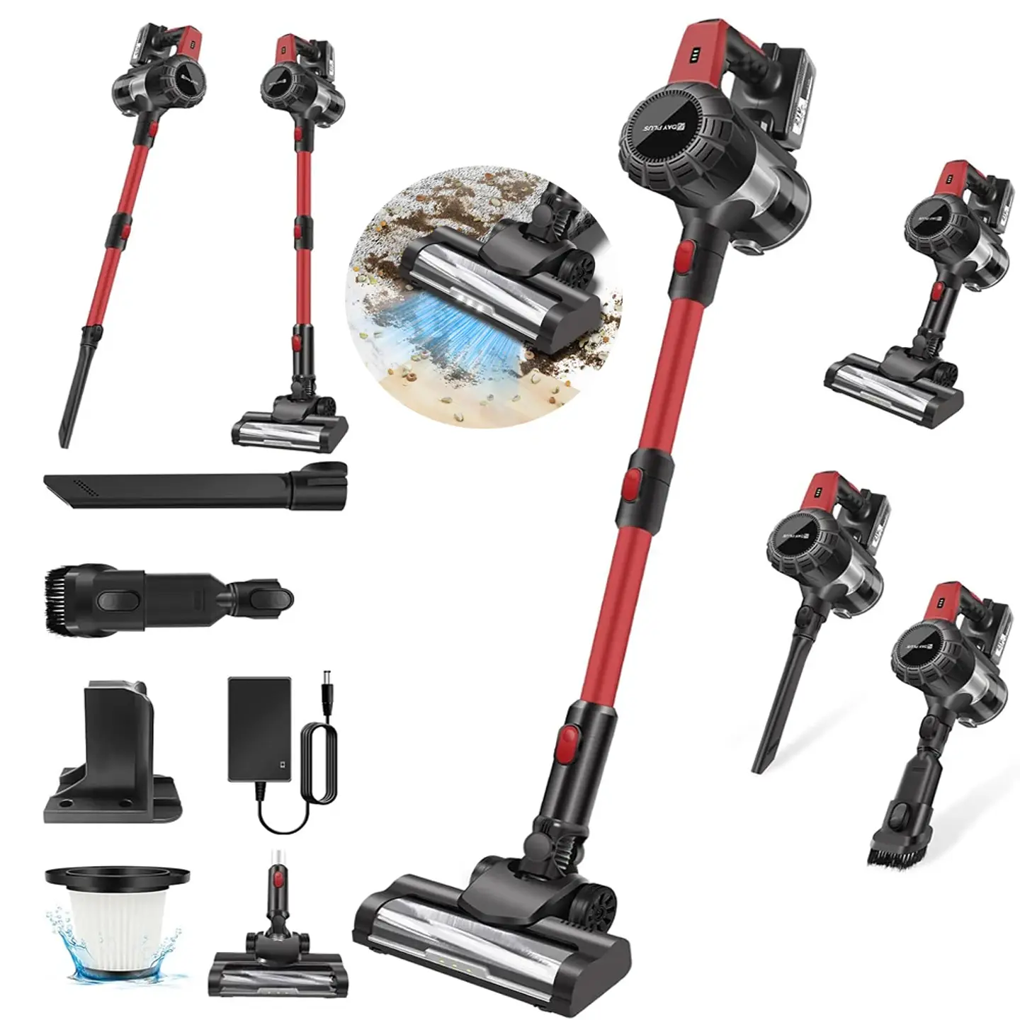 Cordless Vacuum Cleaner with Filters LED Light, Rechargeable Battery Powerful Multifunction Handheld Stick Vacuums & Electric Br 1