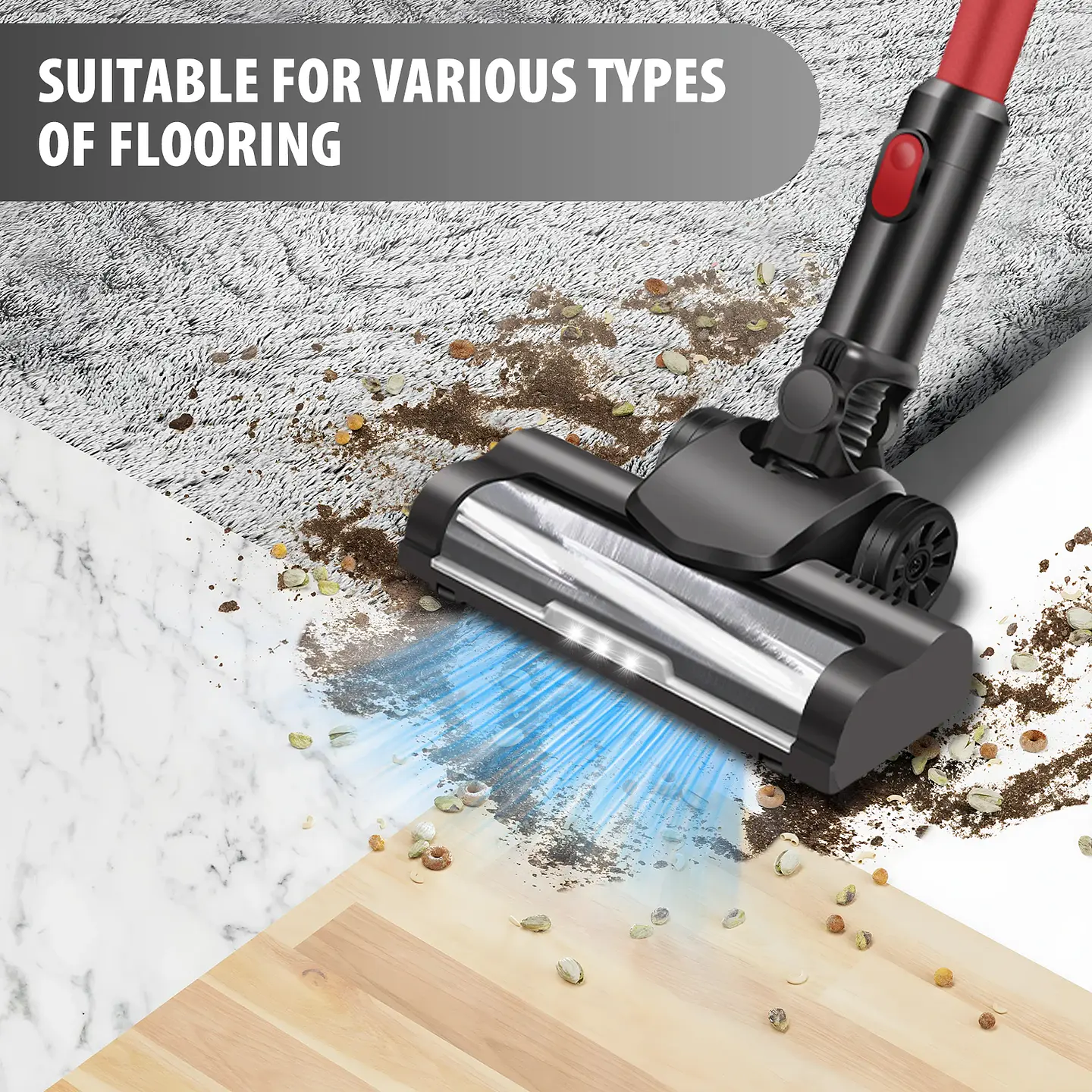 Cordless Vacuum Cleaner with Filters LED Light, Rechargeable Battery Powerful Multifunction Handheld Stick Vacuums & Electric Br 3