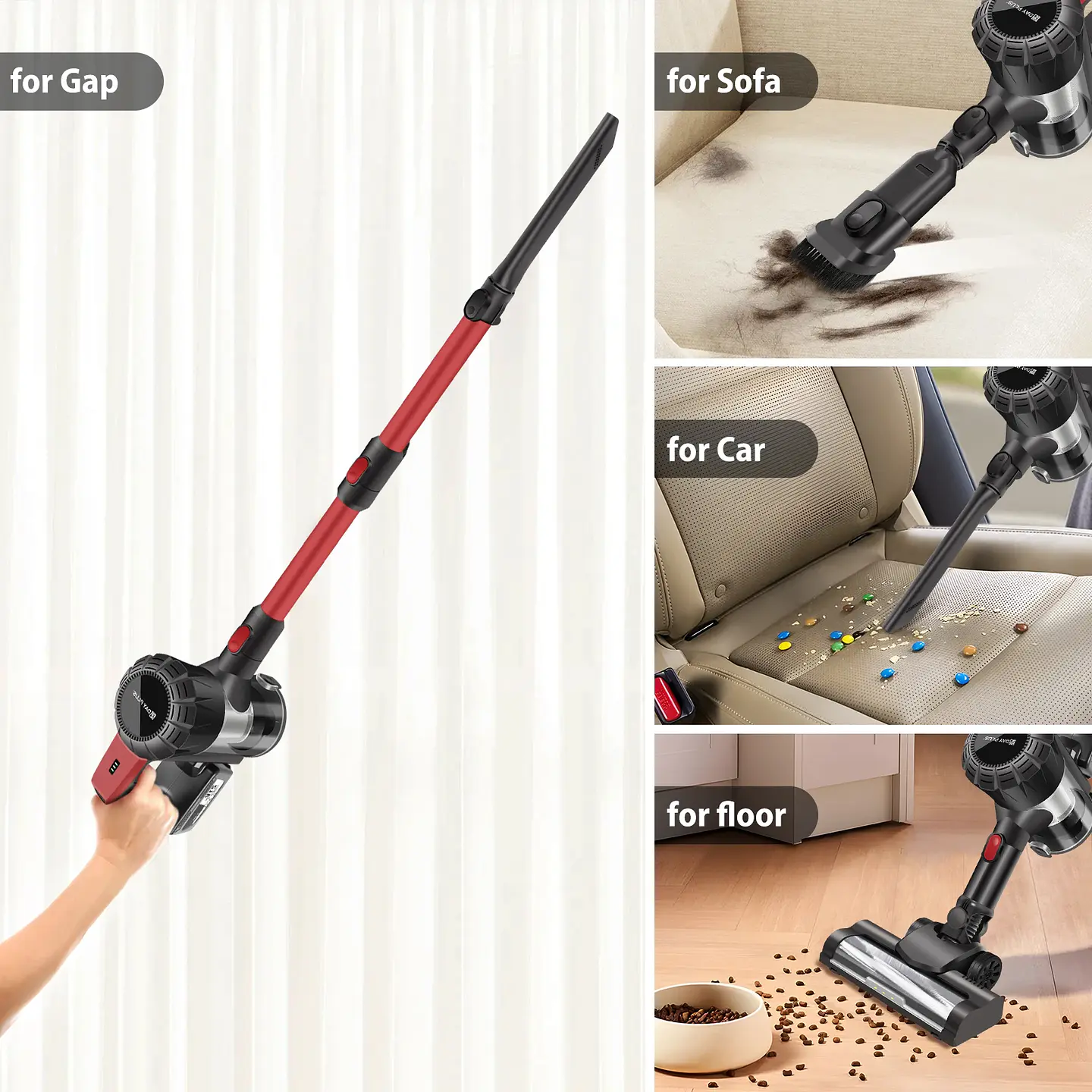 Cordless Vacuum Cleaner with Filters LED Light, Rechargeable Battery Powerful Multifunction Handheld Stick Vacuums & Electric Br 5
