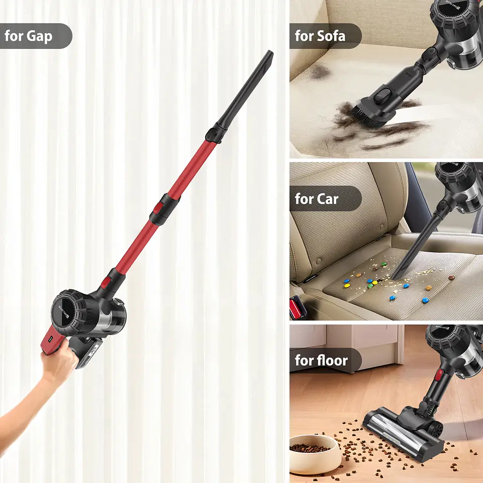 Cordless Vacuum Cleaner with Filters LED Light, Rechargeable Battery Powerful Multifunction Handheld Stick Vacuums & Electric Br 5