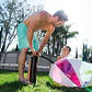 INTEX Extra Large Manual Inflatable Swimming Ring with Air Needle Tent Mattress Basket Football Pump Pump - Miniatura 4