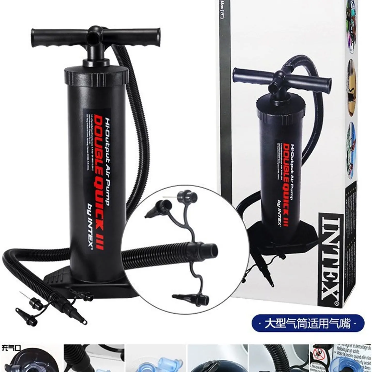 INTEX Extra Large Manual Inflatable Swimming Ring with Air Needle Tent Mattress Basket Football Pump Pump 5