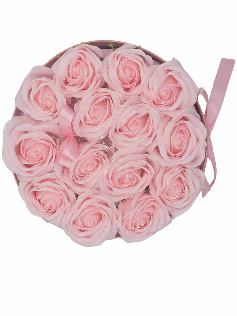 Buquês de Flores de Sabão Caixa Redonda 14 Rosas  3