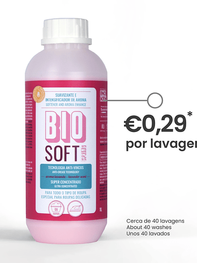 Intensificador de perfume e anti-vincos para roupa- BIOSOFT SPRING (lavanda)