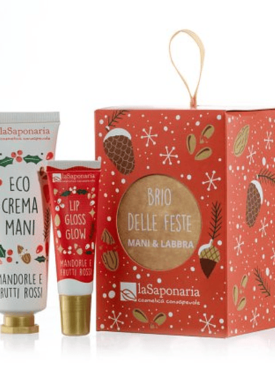 Lanterna Presente com Creme de Mãos e Brilho Labial – Amêndoa & Frutos Vermelhos