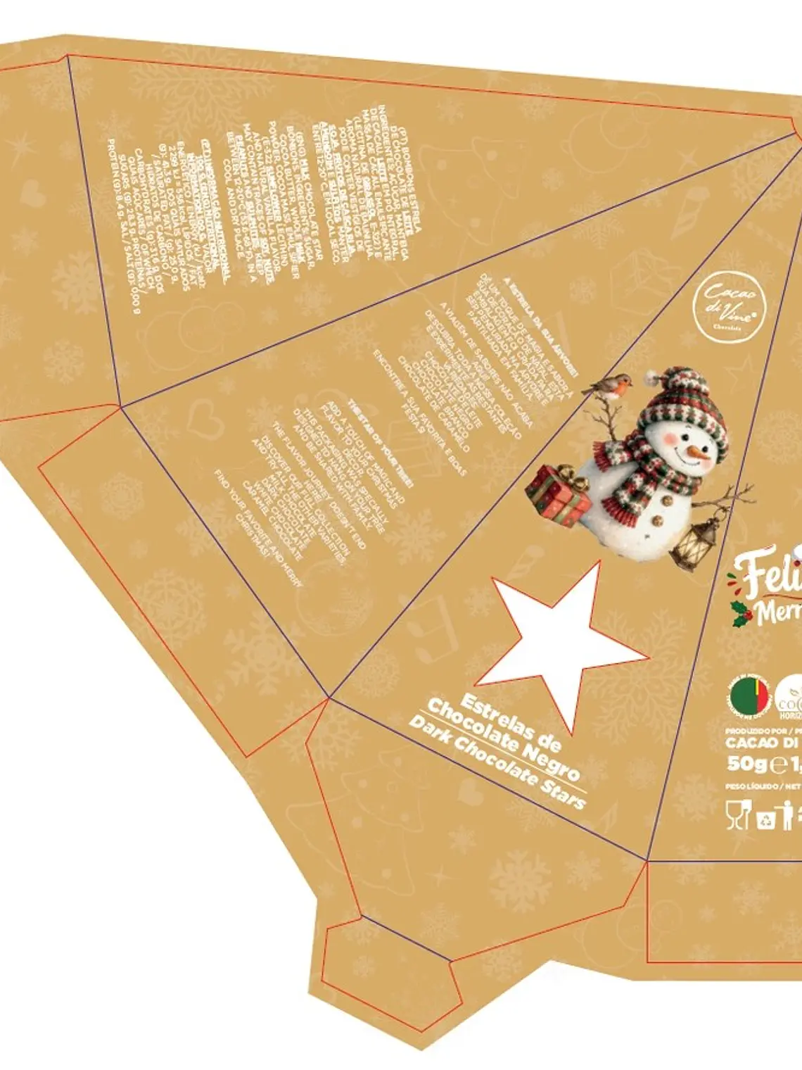 Pirâmide com ESTRELAS DE CHOCOLATE NEGRO 50g 4