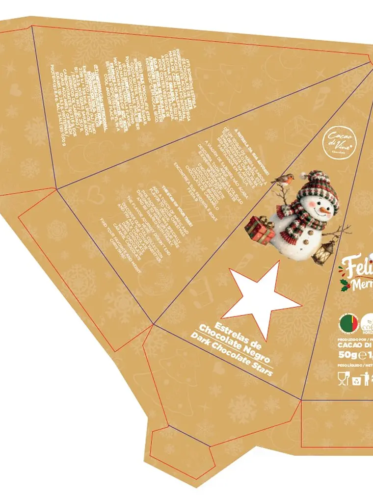 Pirâmide com ESTRELAS DE CHOCOLATE NEGRO 50g 4