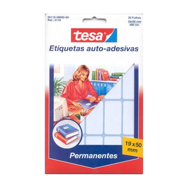 Etiquetas Permanentes TESA 19X50mm C/ 20Fls - 480uni