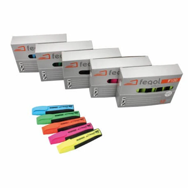Marcador Fluorescente Fegol Office F100 Laranja - 12uni