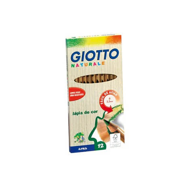 Caixa C/12 Lápis Cor GIOTTO Natural Longos 18CM