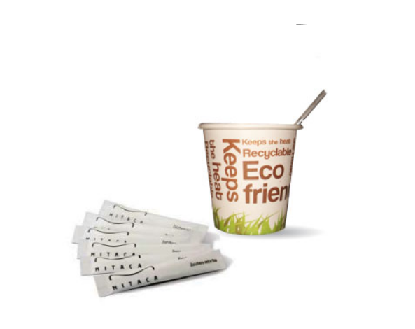 Kit Eco Friendly 100 Copos Papel/ Mexedor/ Acucar