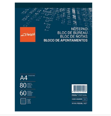 Bloco de apontamentos A4 60gr liso 80folhas (10uni)