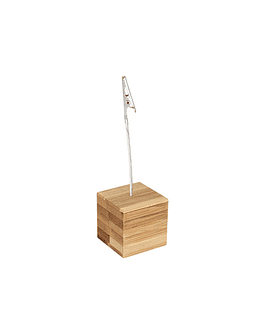 MEMO CLIP PORTA -TARJETAS METALICO BASE BAMBOO ECOFAMY