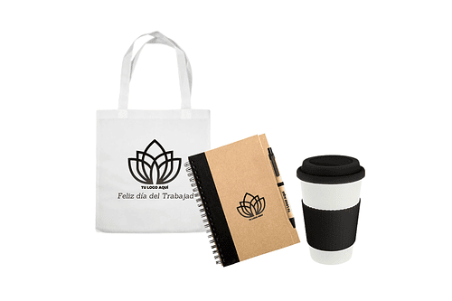 PACK CUADERNO ECOLOGICO + MUG DIA DEL TRABAJADOR