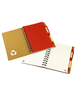 CUADERNO ECOLOGICO CON TAPA DURA DE CARTON  -  ROJO