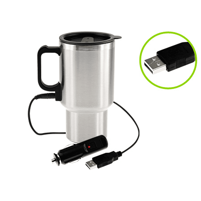 MUG TERMICO DE ACERO INOXIDABLE CON USB 