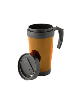 MUG TÉRMICO DE DOBLE PARED AISLANTE CON TAPA  - naranja