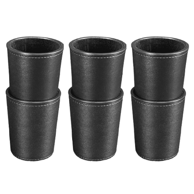 SET DE 6 VASOS DE CACHO ECO-CUERO + 30 DADOS