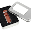 PENDRIVE EJECUTIVO DE MADERA Y CUERO 4GB - CAJA METALICA