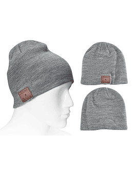 gorro de lana con audifonos bluetooth incorporados - GRIS