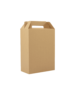 Caja autoarmable con asas, 26x35x13 cm. ECOFAMY - NATURAL