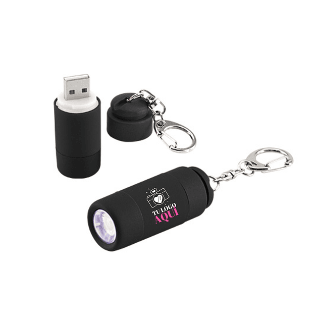 LLAVERO-LINTERNA MINI  LED CARGADOR USB