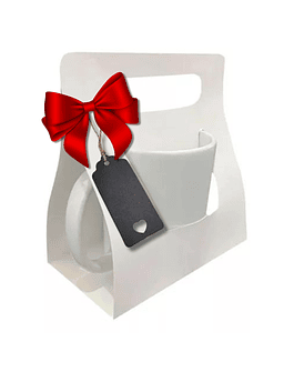 Caja para taza, cinta y tarjeta de regalo