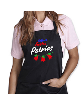 Delantal Pechera de Algodón negro Fiestas patrias