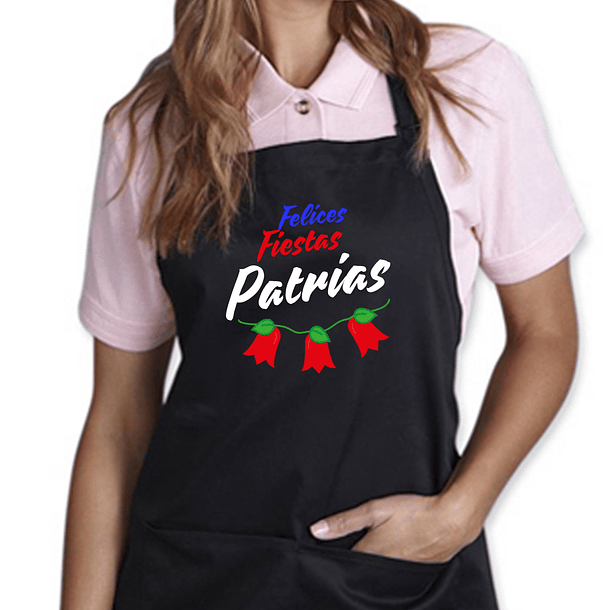 Delantal Pechera de Algodón negro Fiestas patrias 1