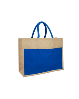 BOLSO PLAYERO DE YUTE BICOLOR AZUL ECOFAMY