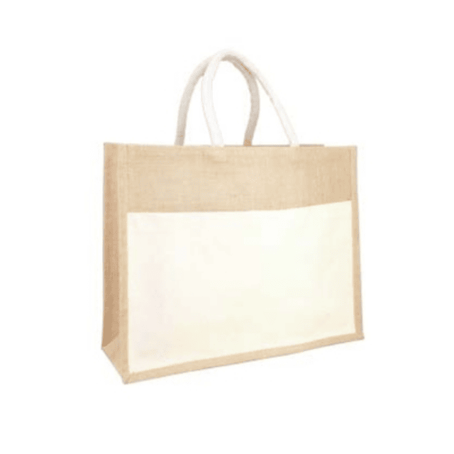 BOLSO PLAYERO DE YUTE BICOLOR BLANCO ECOFAMY