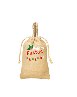 Saco de Yute Navideño para Champaña o Botella de Vino