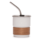 Vaso Térmico metálico 300cc. con Bombilla y Grip de Madera. 2