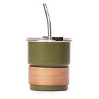 Vaso Térmico metálico 300cc. con Bombilla y Grip de Madera. 3