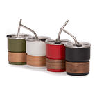 Vaso Térmico metálico 300cc. con Bombilla y Grip de Madera. 6