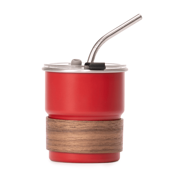 Vaso Térmico metálico 300cc. con Bombilla y Grip de Madera. 7