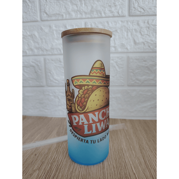 Botella Vidrio Borosilicato Sublimación, tapa Bamboo 500cc 10