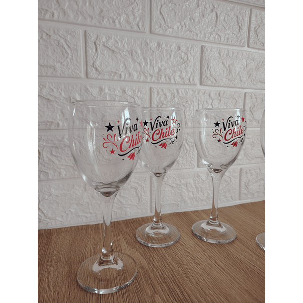 Pack de 6 Copas Diseños Fiestas Patrias Viva Chile 3
