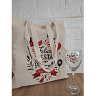 Pack Bolsa de Algodón más Copa de Vino Fiestas Patrias 4
