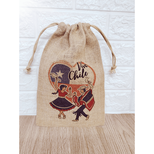 Saco de yute grande Fiestas patrias Chile 40x30cm 2