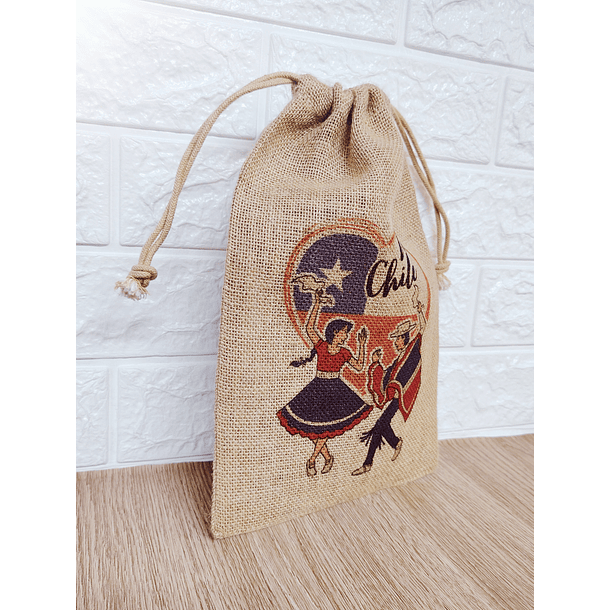 Saco de yute mediano Fiestas patrias Chile 20x30cm 3