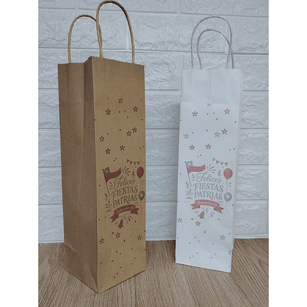 Pack 12 Bolsa de papel para botella de vino fiestas patrias Chile 3