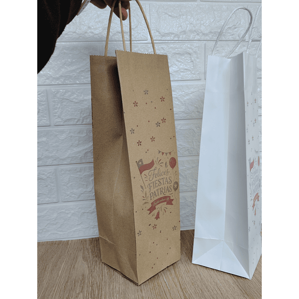 Pack 12 Bolsa de papel para botella de vino fiestas patrias Chile 4