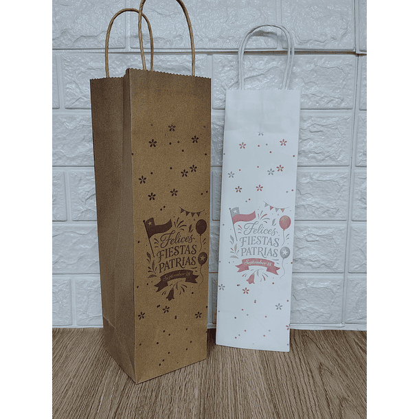 Pack 12 Bolsa de papel para botella de vino fiestas patrias Chile 5