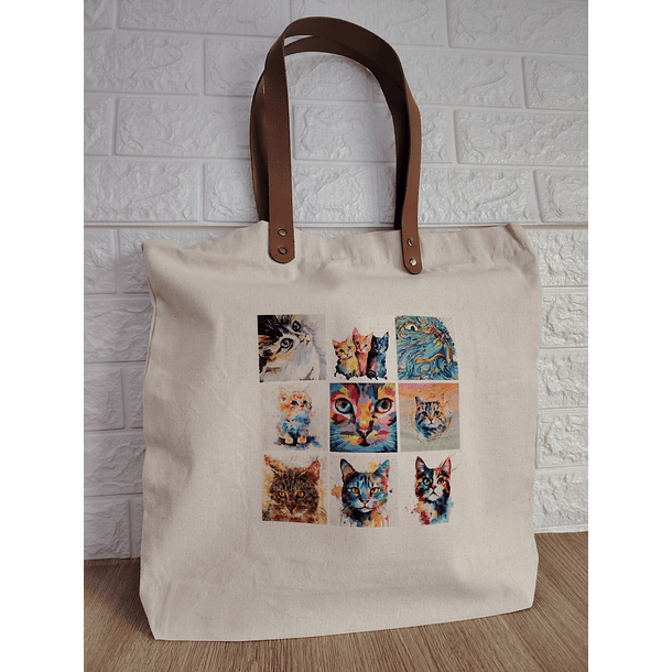 Bolsa de Compras 10oz Canvas asas Cuero 11