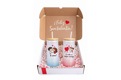 Pack Botella Vidrio Dia de los Enamorados