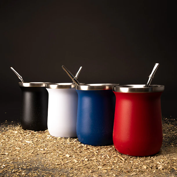 Vaso Térmico metálico MATE 300ml. con Bombilla 2