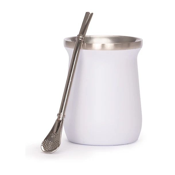 Vaso Térmico metálico MATE 300ml. con Bombilla 3
